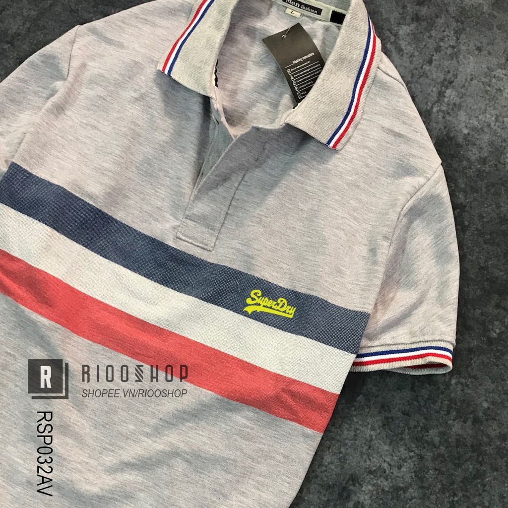 Áo thun nam polo cao cấp phối màu ngang ngực RSP032AV - áo phông nam đẹp Riooshop