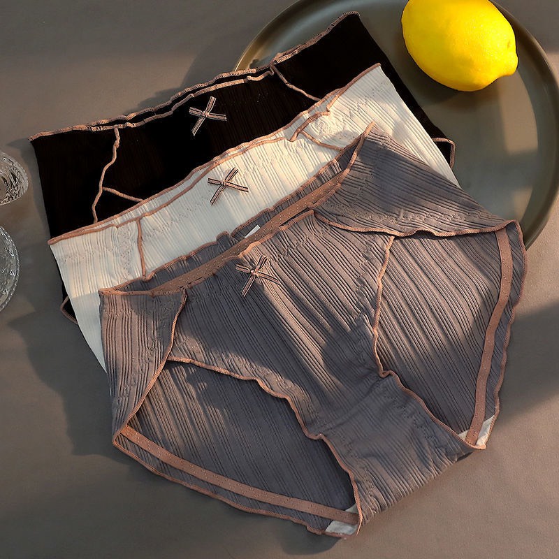 Quần Lót Nữ Cotton Viền Bèo Gân Tăm Kháng Khuẩn Họa Tiết Nơ Sexy Điệu Đà 400