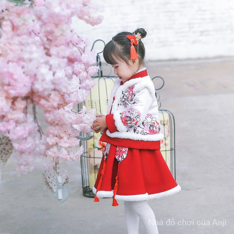 Winter Match Girl Thick Baby Hanfu Two Piece Children