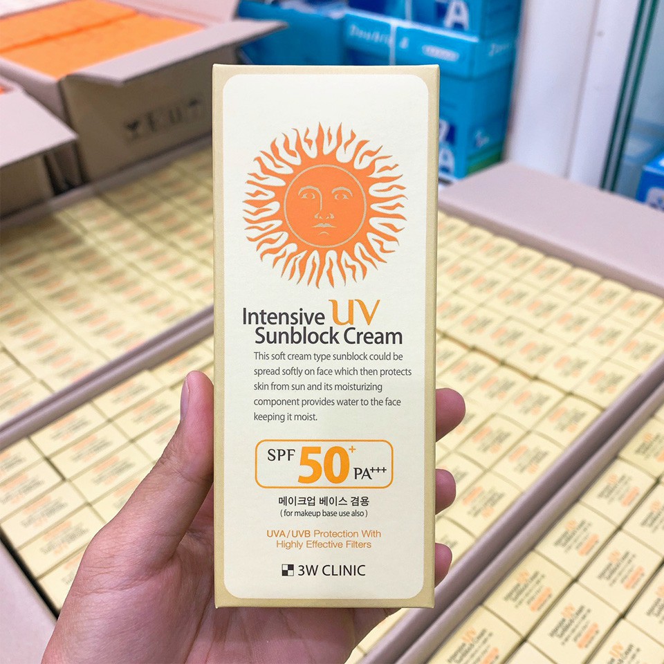 Kem chống nắng 3W Clinic Intensive Uv Sunblock Cream Spf50+ Pa+++ Hàn Quốc