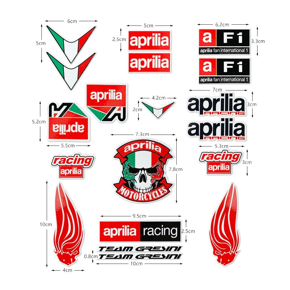 Đề can dán trang trí mũ bảo hiểm xe máy in logo Aprilia màu phản quang