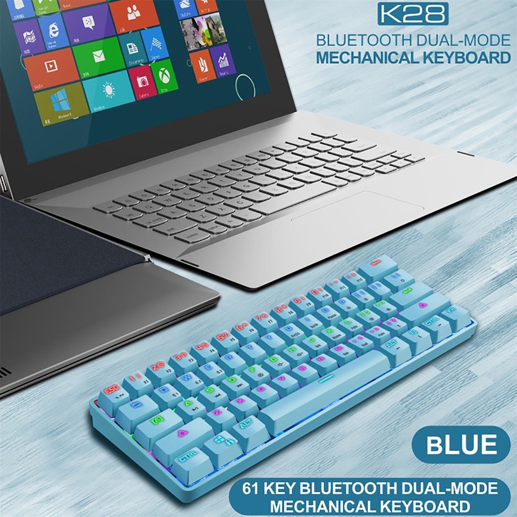 K28 RGB - Bàn phím cơ gaming không dây Bluetooth K28 Led RGB 61 phím dùng cho điện thoại / Laptop / PC - Chính Hãng