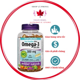 Viên dầu cá Omega 3 Webber Naturals (220 viên) (có DHA/ EPA) Canada