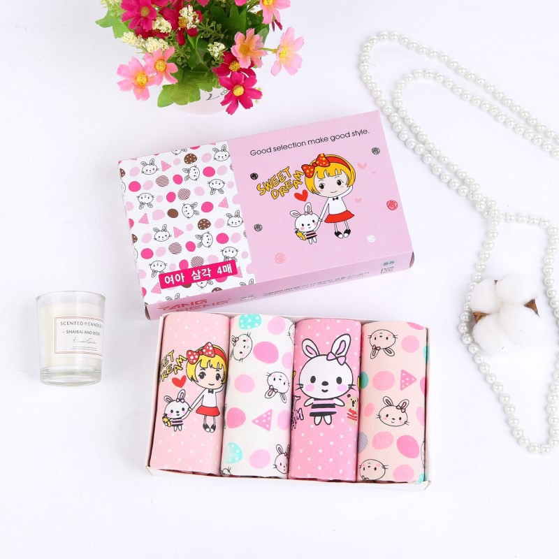 Combo Hộp 4 quần lót dạng đùi vải cotton Hàn Quốc cho bé gái mẫu Giấc Mơ Ngọt Ngào Sweet Dream