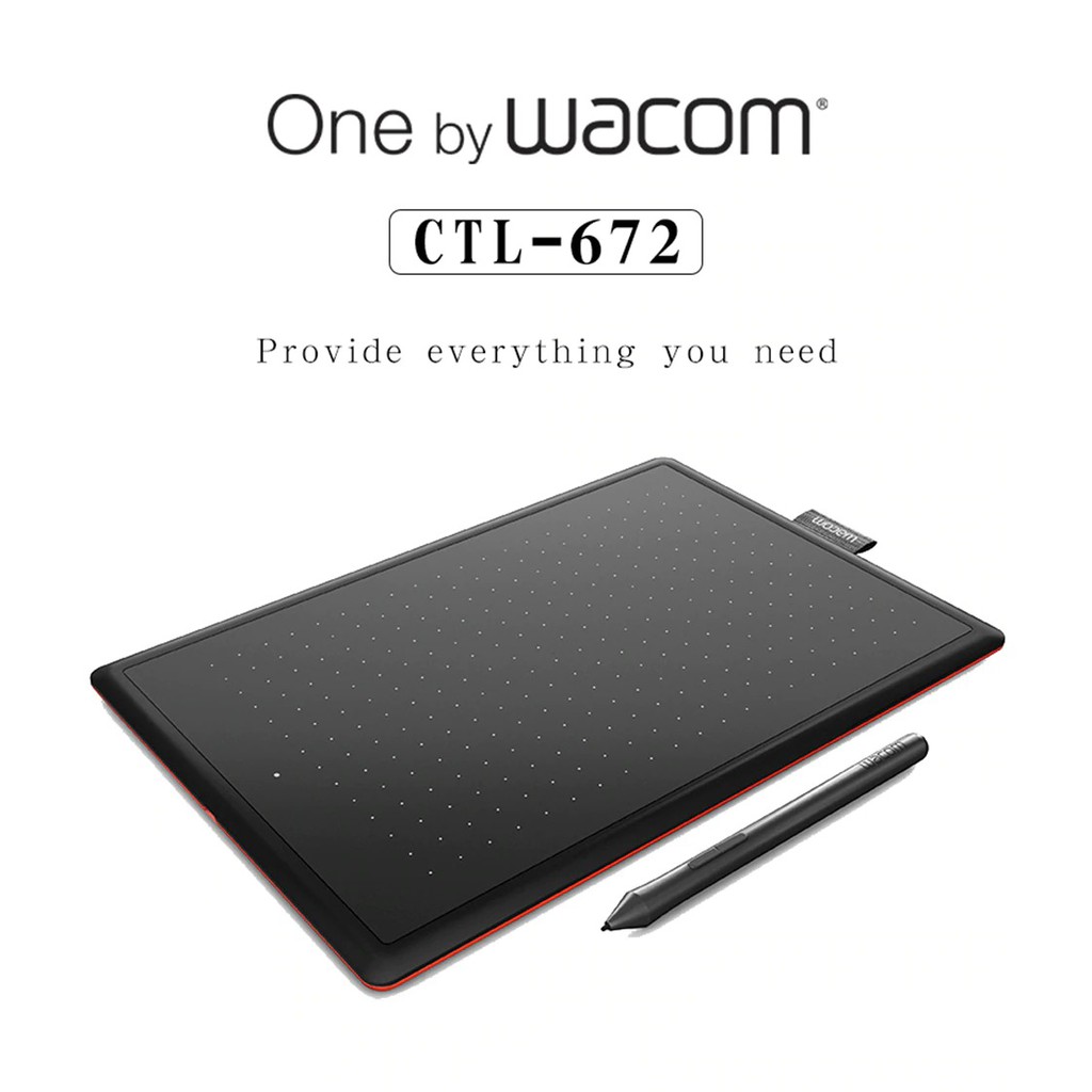 [Mã SKAMPUSH9 giảm 10% đơn 200K] Bảng vẽ Wacom CTL 672 dùng cho thiết kế đồ họa - kích thước lớn, màu đen đỏ