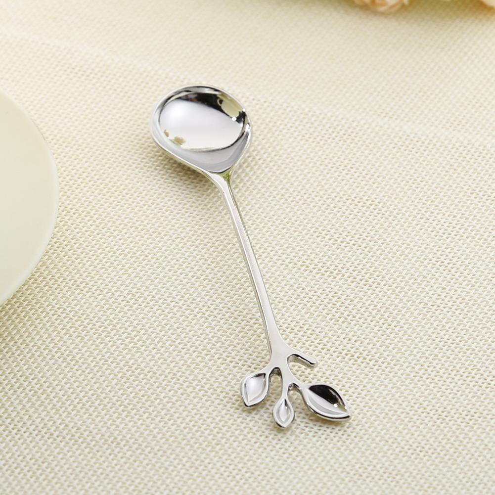 [FORU] Matefield Leaf Shape Gold Silver Coffee Spoon Fork Kitchen Dining Room Bar Cutlery