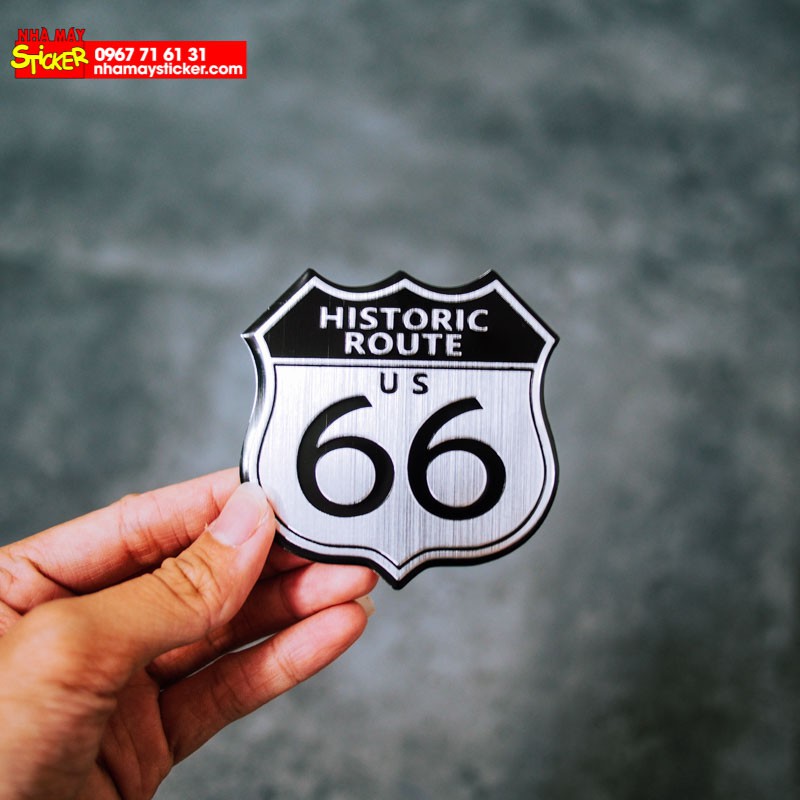 Sticker hình dán Metal Route 66 Huyền Thoại