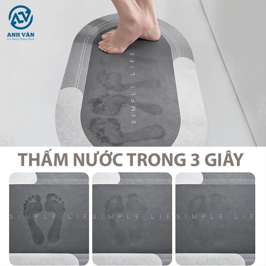 Thảm chùi chân hút nước siêu thấm Cao cấp 4 lớp chống trượt lau khô chỉ sau 3 giây