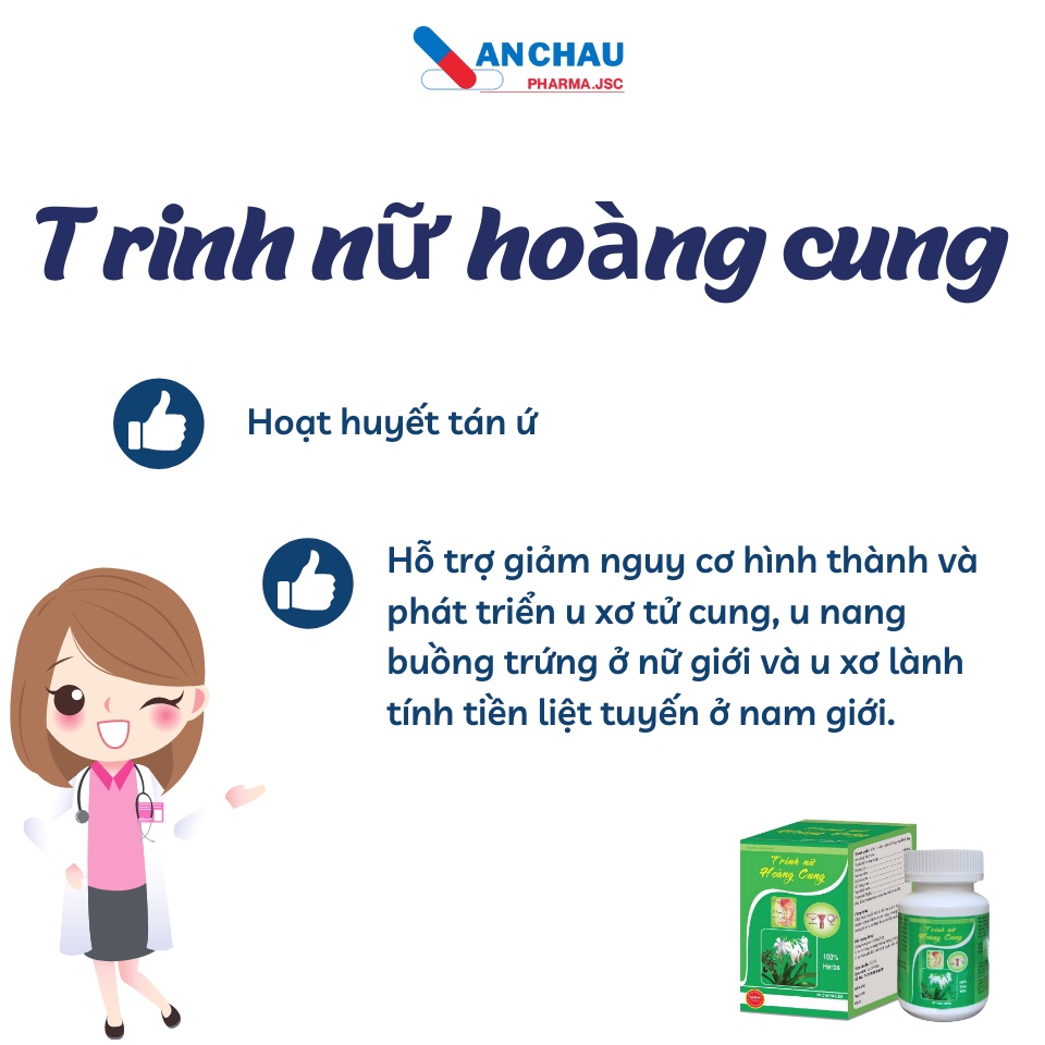 Trinh Nữ Hoàng Cung hỗ trợ điều trị u xơ tử cung u nang buồng trứng u tuyến vú lành tính u xơ tiền liệt tuyến - che tên