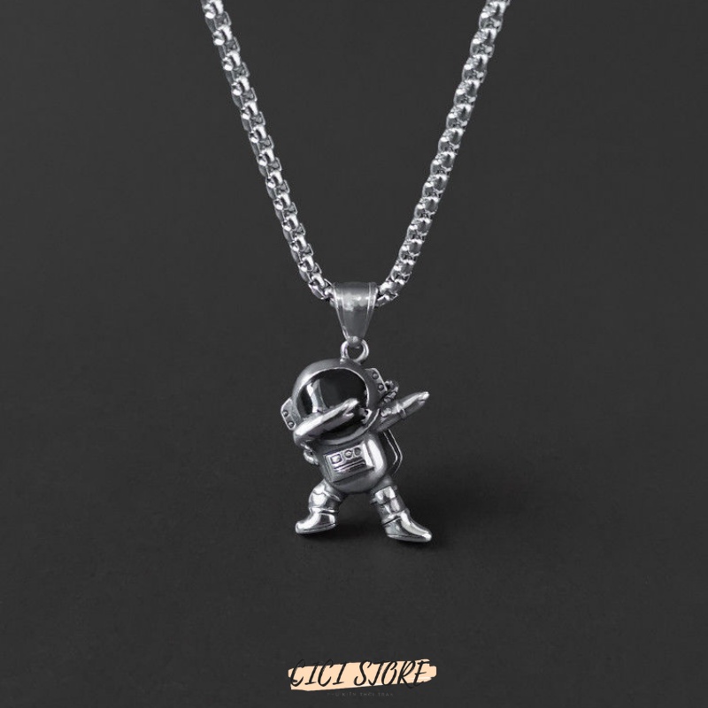 Vòng Cổ Titan Nam Nữ Không Gỉ Cao Cấp Mặt Phi Hành Gia Phong Cách Hiphop