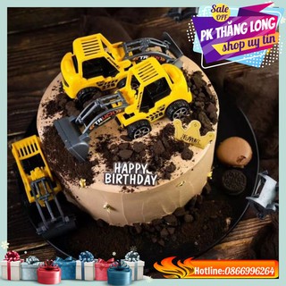 Bộ xe công trình Trang trí bánh kem - Trang trí bánh sinh nhật