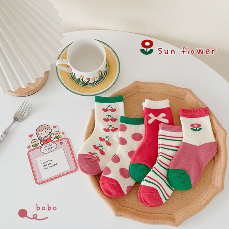 Set 5 Đôi Tất Chấm Bi Xinh Xắn Đáng Yêu Cho Bé MS-03 1-8 Tuổi