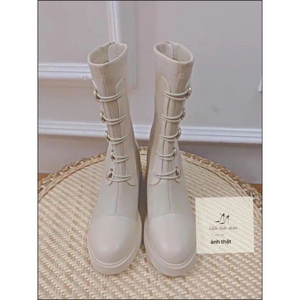Boot da nữ cao cổ kéo khoá sau gót 2cm hàng Quảng Châu cao cấp