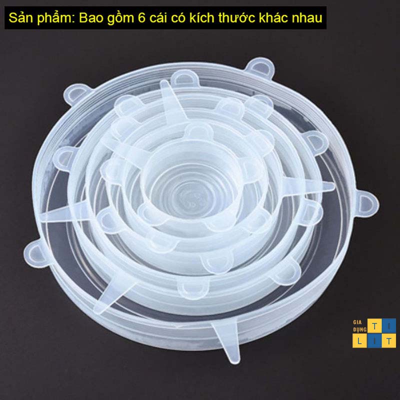 6 màng bọc thực phẩm silicon bền, đẹp, đậy thức ăn, bảo quản đồ ăn tiện ích, thông minh[MÀNG BỌC THỰC PHẨM]