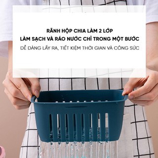 Bộ rổ nhựa kèm chậu đựng rau trái cây có nắp đậy kèm lỗ thoát nước 3 trong 1 đa năng - BRN01