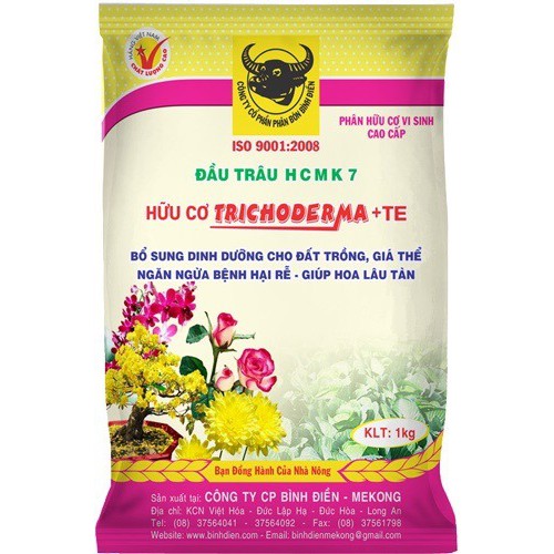 Phân hữu cơ vi sinh trichoderma, dưỡng chất và Ngăn Ngừa Bệnh Giúp Hoa Lâu Tàn (túi 1kg)