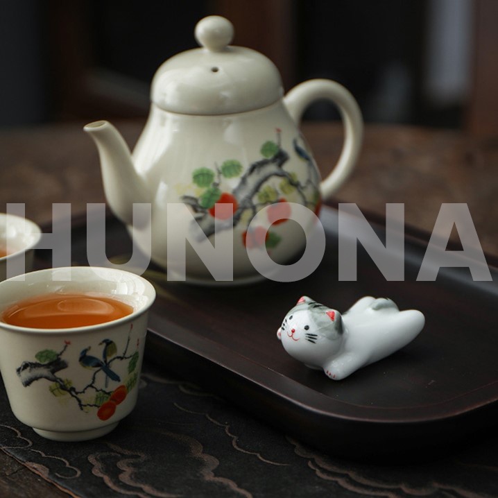 Gác đũa MÈO BAY Nhật Bản bằng gốm sứ, phụ kiện họa tiết Nhật Bản trang trí bàn ăn - HUNONA