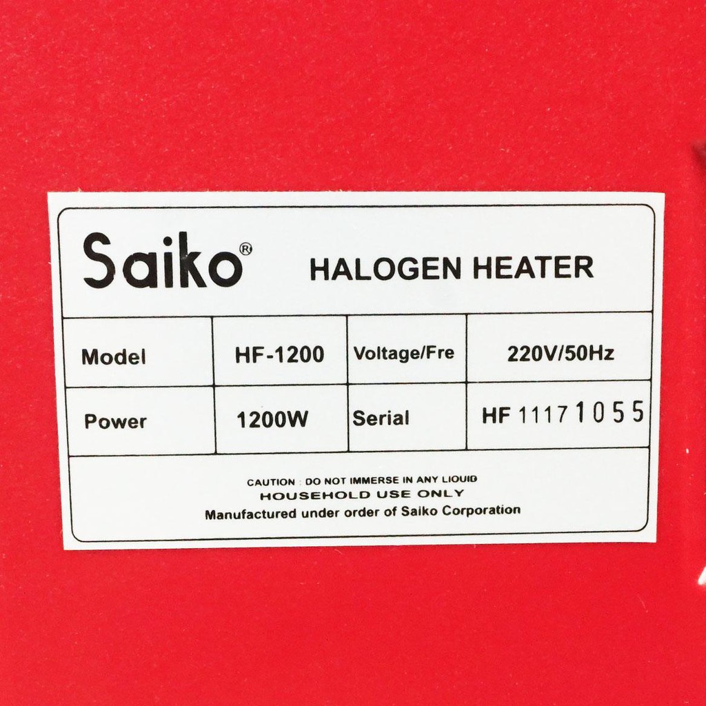 Đèn sưởi Saiko HF-1200 đèn Halogen sưởi ấm nhanh và đều trong không gian rộng