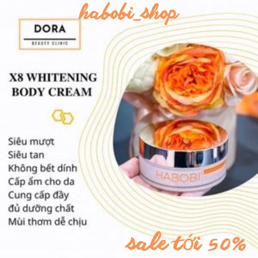 Kem body dưỡng trắng da toàn thân nâng tông thẩm thấu nhanh không bết dính Habobi X8 Chính hãng kem body không trôi