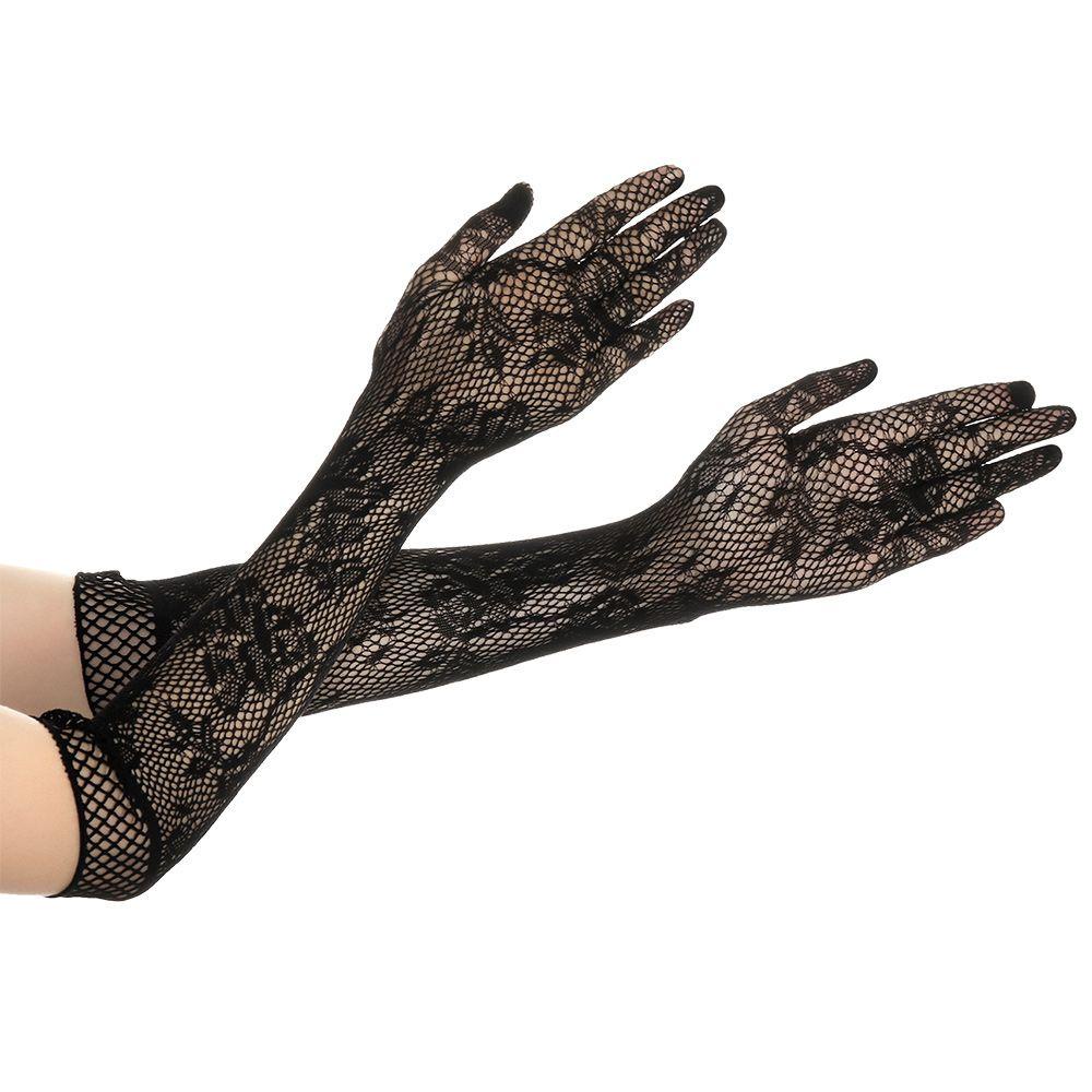 1 Đôi Găng Tay Lưới Dài In Hoa Thời Trang Halloween / Giáng Sinh