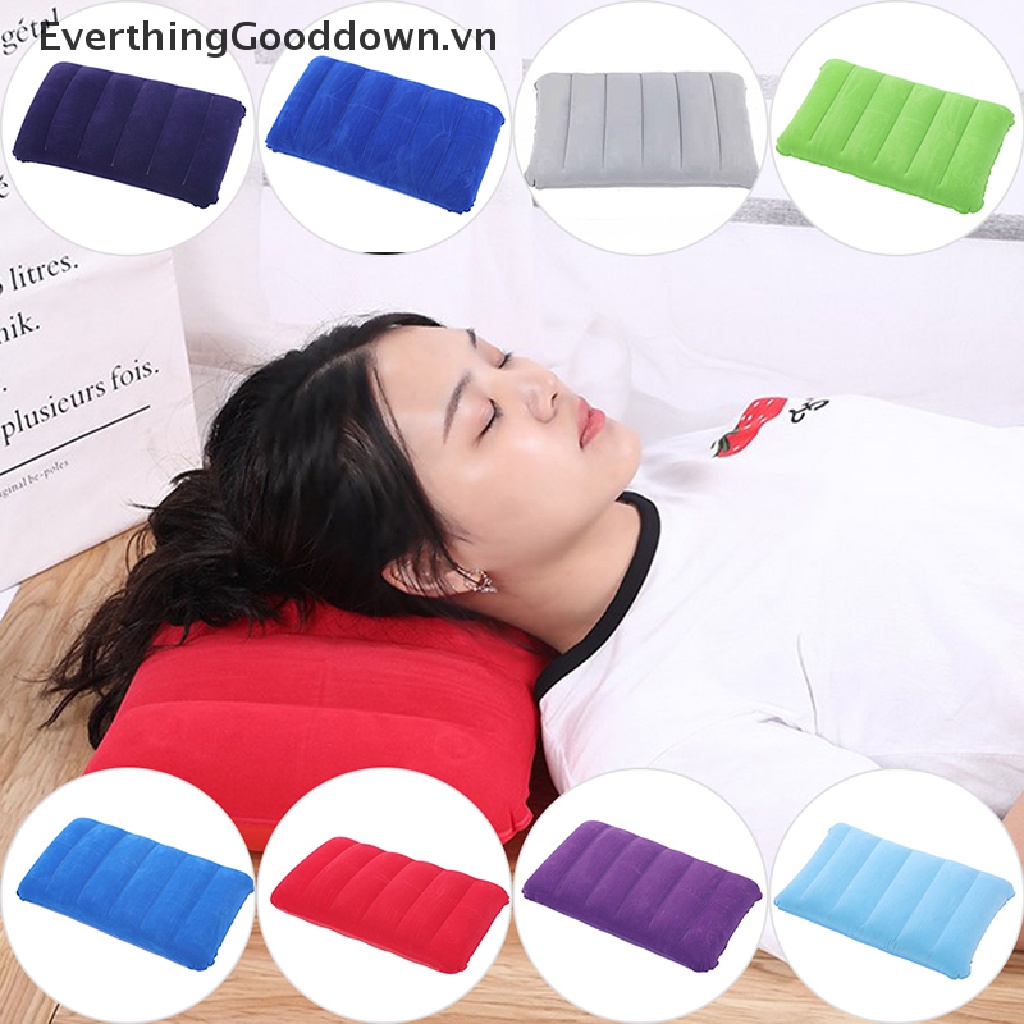 Everthinggooddown Gối Bơm Hơi Mềm Mại Gấp Gọn Tiện Lợi Du Lịch 47 * 30cm