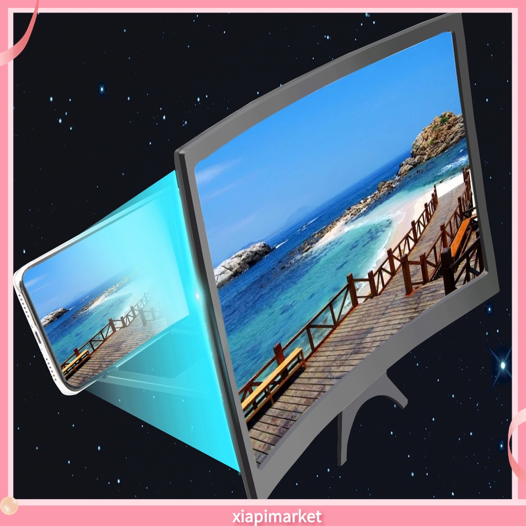 Kính Phóng Đại Màn Hình Cong 12 Inch 3D Gấp Gọn Tiện Dụng Cho Điện Thoại