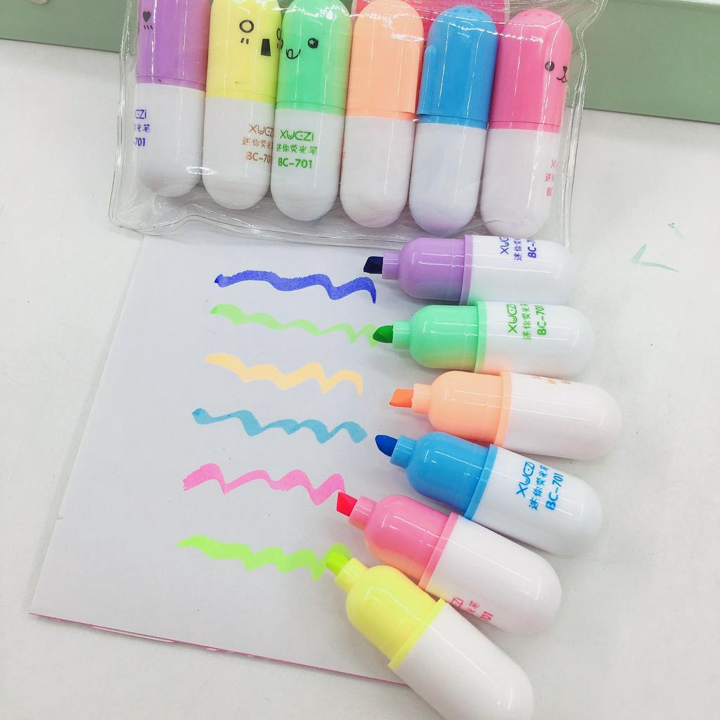 Set 6 Bút Đánh Dấu Hình Viên Thuốc Dễ Thương