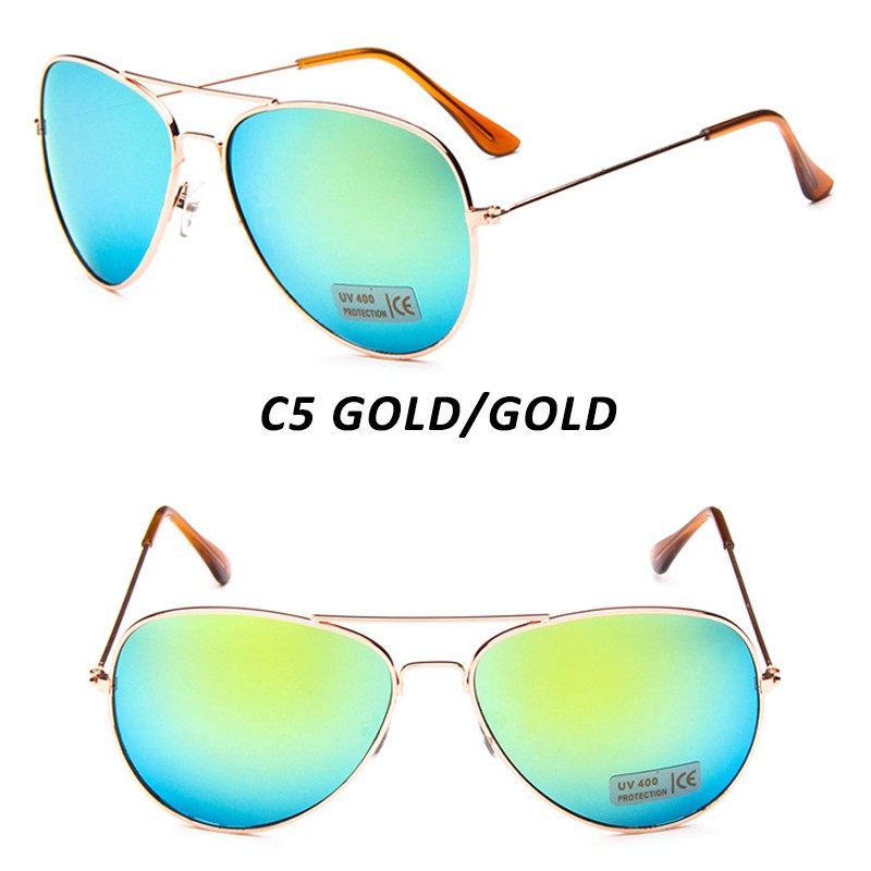 Kính mát aviator gọng kim loại nhiều màu chống tia UV