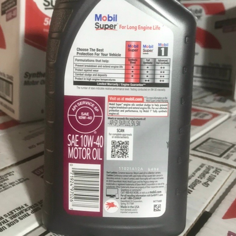 Nhớt xe tay ga mobil power 1 10W40, nhớt tay ga mobil 10W40 chuyên dụng xe tay ga nhập khẩu mỹ chai 946ml