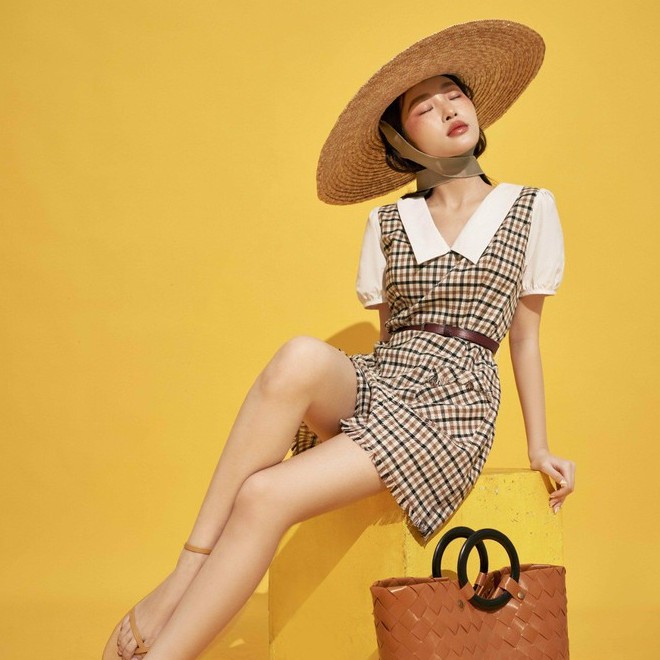 Jumpsuit karo phối sơ mi trắng 1JS1005 ADORE DRESS