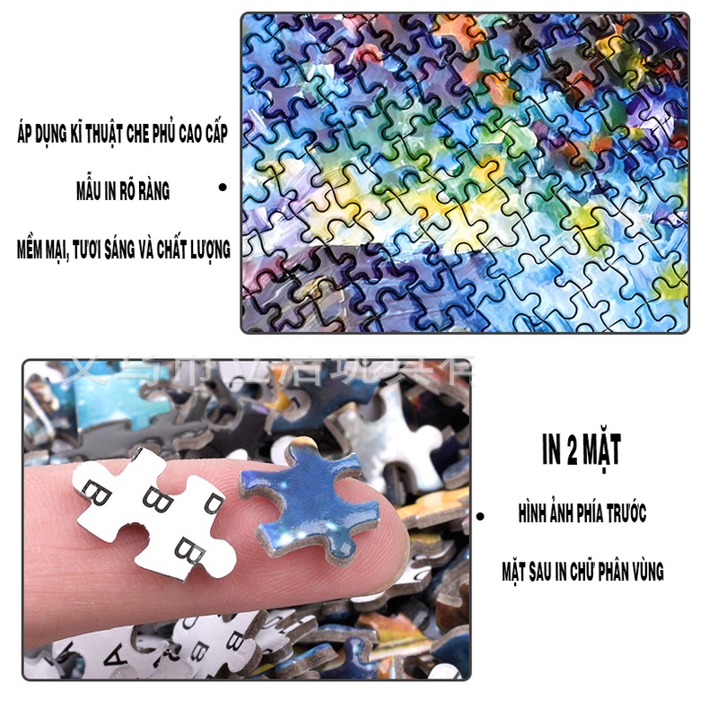 Bộ tranh ghép hình 1000 miếng bằng giấy nhiều chủ đề, Tranh ghép hình Jigsaw Puzzle kích thước lớn 75x50cm