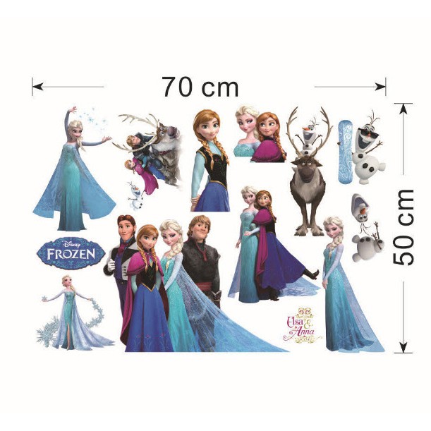 Decal dán tường công chúa Elsa và Anna mẫu mới