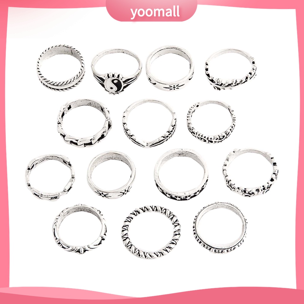 Yomall♡ Set 14 Nhẫn Đeo Khớp Ngón Tay Thời Trang Nữ