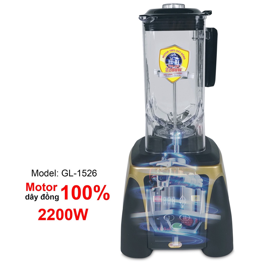 Máy xay sinh tố công nghiệp đa năng Gali 1526/2200w/2.2L mô tơ 100% bằng đồng hàng nhập khẩu chính hãng bh 12 tháng