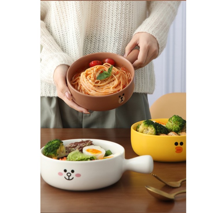 Tô gốm sứ có tay cầm LINE FRIENDS