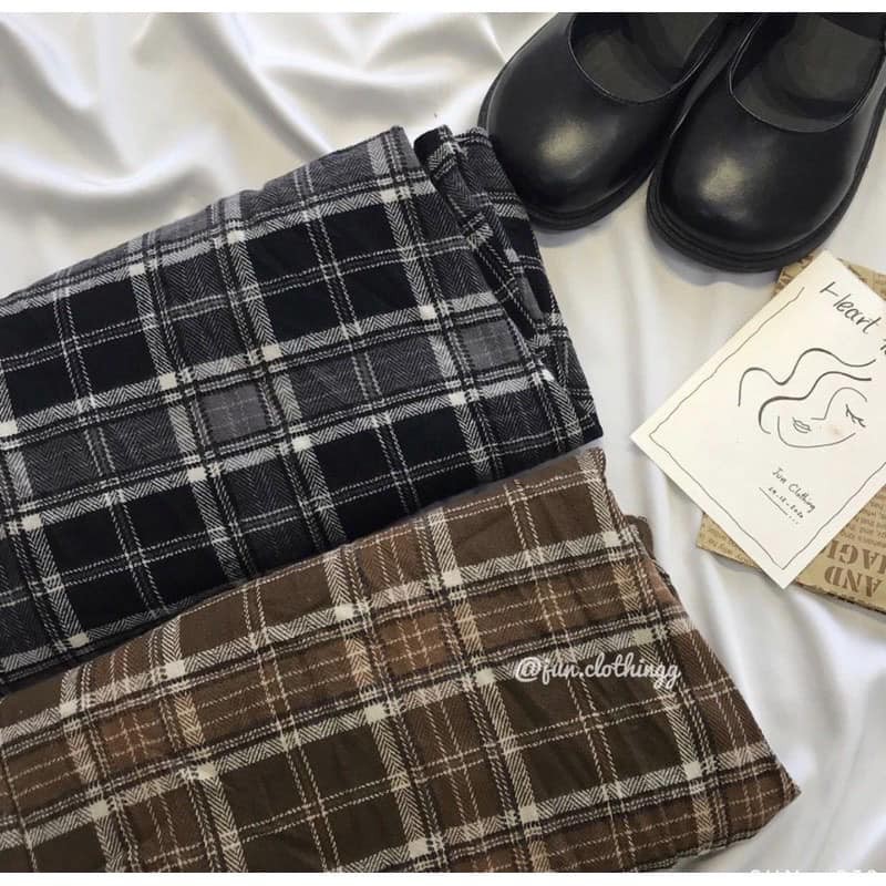 Chân váy dạ kẻ vintage cạp chun dáng dài | BigBuy360 - bigbuy360.vn