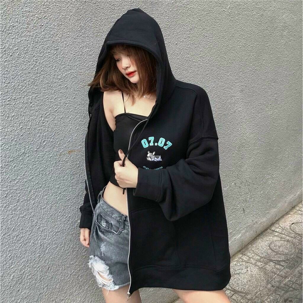 Áo khoác nỉ thêu unisex nam nữ 0707
