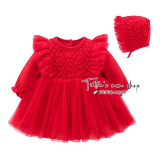 Set váy công chúa cánh tiên thêu hoa đầy tháng/ thôi nôi cho bé gái (Kèm mũ bèo tiểu thư)