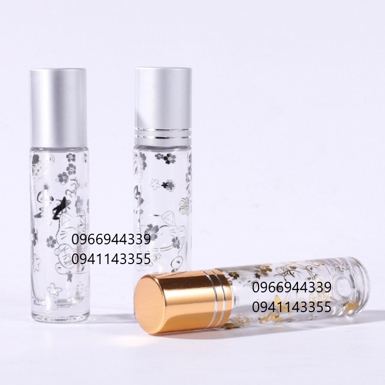 (MẪU MỚI) Chai bi lăn 10ml cao cấp HÌNH MÈO MAY MẮN chiết nước hoa, tinh dầu mỹ phẩm