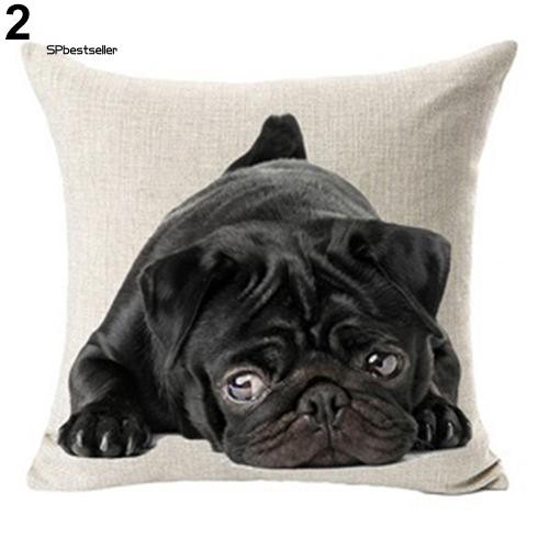 Vỏ gối sofa vải lanh hình chú chó pug , nai sừng tấm trang trí