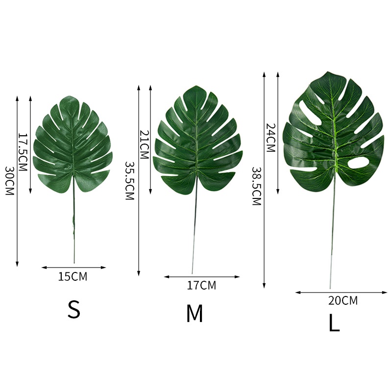 1 Lá Cọ Nhân Tạo Màu Xanh Lá Cây Monstera Trang Trí Nhà Cửa