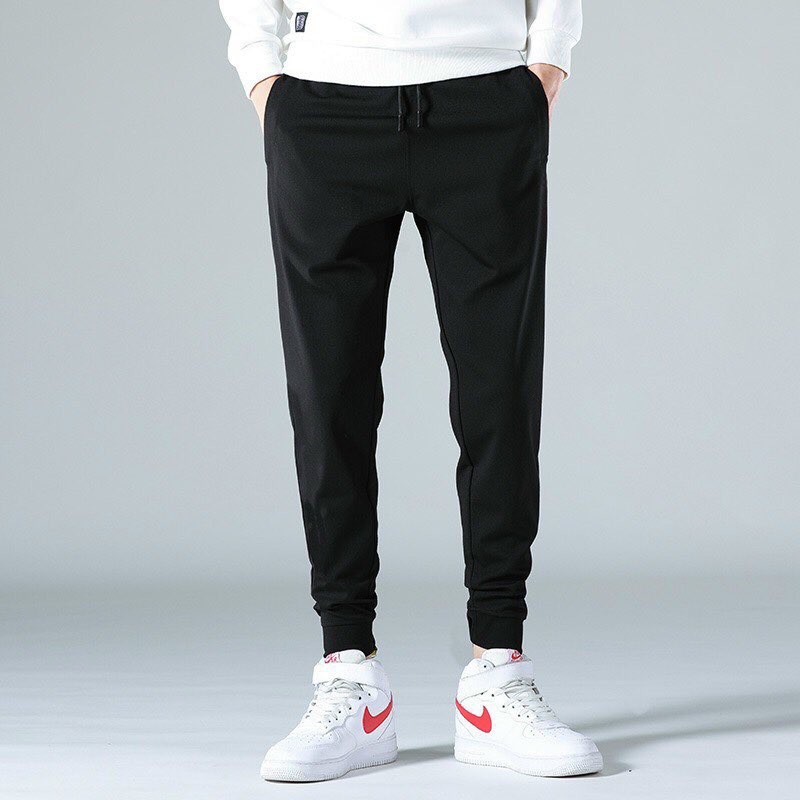 Quần jogger ống rộng có bo simple ulzzang thời trang unisex lưng thun có bo gấu vải cotton thoáng mát dễ mặc
