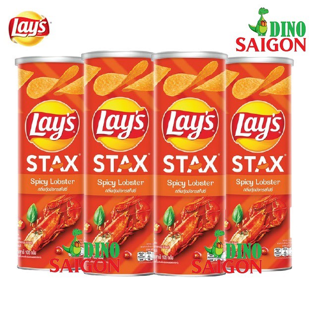 Bộ 4 Hộp Bánh Snack Khoai Tây Lay's Stax Thái Lan 105g Vị Tôm Hùm Nướng Ngũ vị