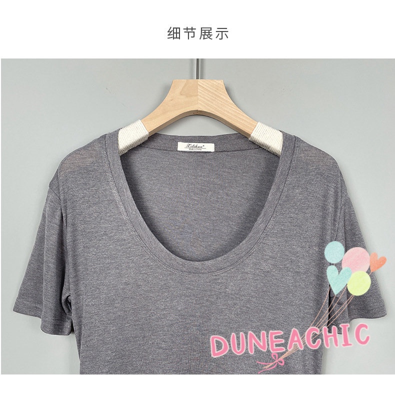 DUNEA Áo Thun Ngắn Tay Cổ Chữ V Khoét Sâu Gợi Cảm Dành Cho Nữ