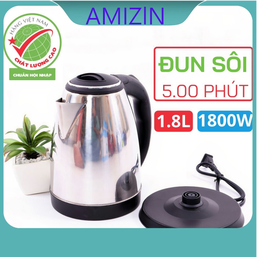 Ấm Siêu Tốc Inox 1,8 Lít Electric Kettle Chính Hãng Đun Sôi Cực Nhanh- Bảo Hành 12 Tháng 1 Đổi 1 nếu lỗi