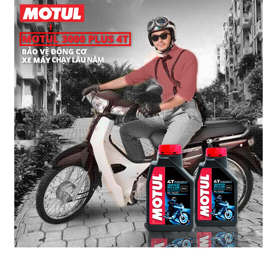Combo Nhớt Motul 3000 Plus 4T 20W50 Tặng Kèm Phễu Rót Nhớt Cho Các Dòng Xe Số