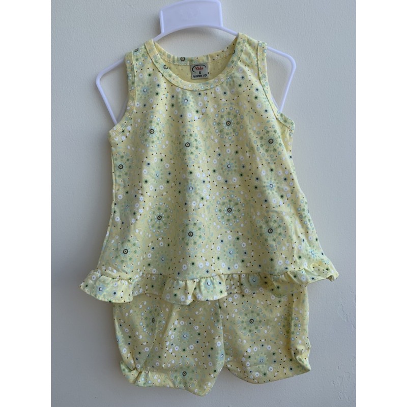 Bộ cotton áo bèo quần chun xinh xắn cho bé gái