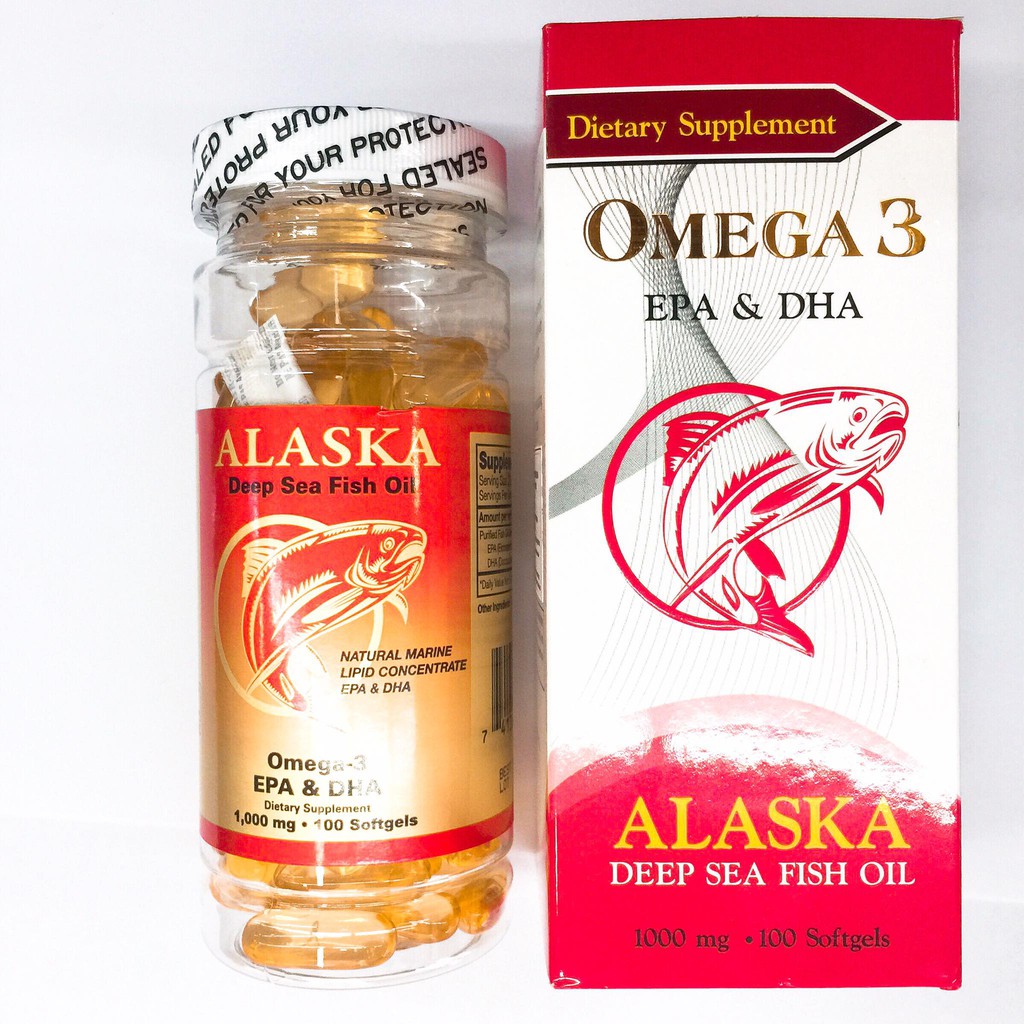 Viên Dầu Cá Omega 3 EPA & DHA  Alaska 1000Mg Cải thiện chức năng cho não bộ Nâng cao thị lực