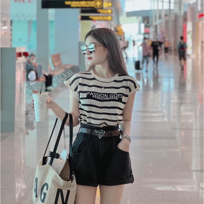 ÁO CROPTOP SỌC GÂN TAY NHỌN P312