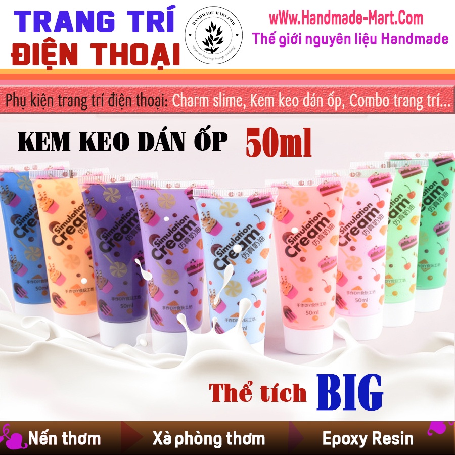 Kem trang trí ốp điện thoại 50ml – Đa dạng màu sắc kem keo dán ốp lưng điện thoại chuẩn Handmade chuẩn DIY